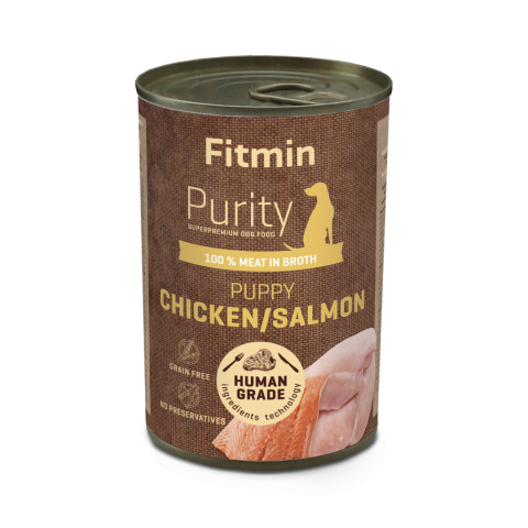 Fitmin dog Purity tin PUPPY salmon with chicken 400g