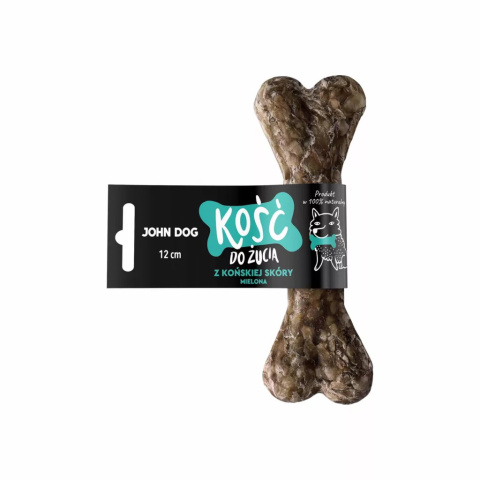 John Dog Kość do żucia ze skóry końskiej mielona 100% -17 cm John Dog Kość do żucia ze skóry końskiej mielona 100% -17 cm