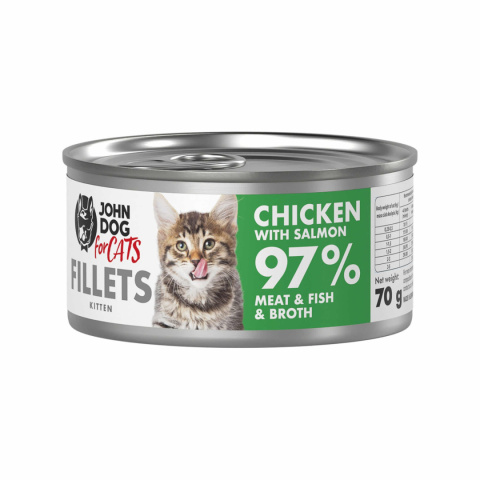Karma mokra dla kociąt John Dog for Cats Filety Kurczak z łososiem 70g