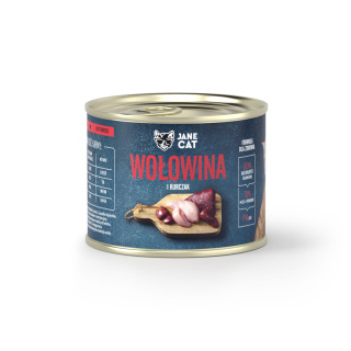 Karma mokra premium Jane Cat. Wołowina i kurczak 200g