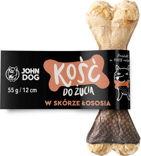 Kość do żucia w skórze z łososia John Dog – 12 cm Kość do żucia w skórze z łososia John Dog – 12 cm