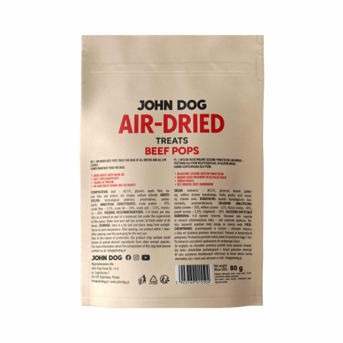 Kulki wołowe John Dog Air dried dla psa 80 g Kulki wołowe John Dog Air dried dla psa 80 g