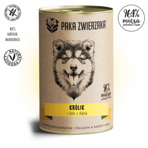 Paka Zwierzaka Karma mokra Królik i dzik z dynią 400g Paka Zwierzaka Karma mokra Królik i dzik z dynią 400g