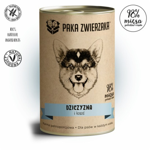 Paka Zwierzaka Karma mokra Dziczyzna i łosoś 400g Paka Zwierzaka Karma mokra Dziczyzna i łosoś 400g
