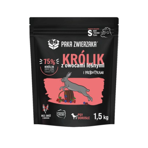 Paka Zwierzaka Karma sucha Królik z owocami leśnymi "S" 1,5kg Paka Zwierzaka Karma sucha Królik z owocami leśnymi "S" 1,5kg