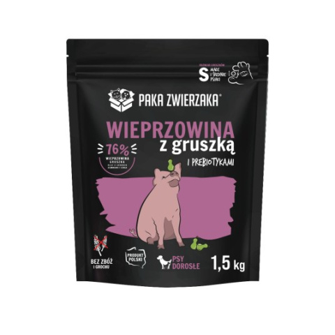Paka Zwierzaka Karma sucha Wieprzowina z gruszką "S" 1,5kg Paka Zwierzaka Karma sucha Wieprzowina z gruszką "S" 1,5kg
