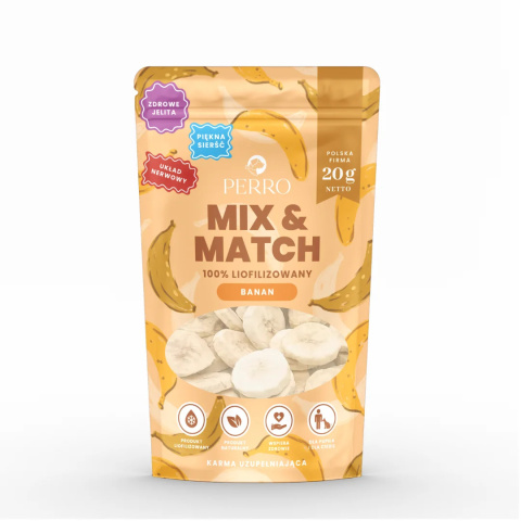 Perro MIX & MATCH Banan Przysmaki liofilizowane 20g Perro MIX & MATCH Banan Przysmaki liofilizowane 20g