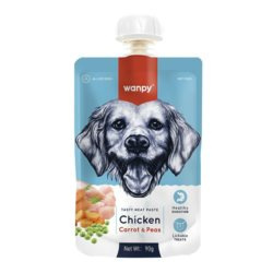WANPY PIES 90g PASTA MIĘSNA CHICKEN, CARROT & PEAS kurczak marchew i groszek dla psa