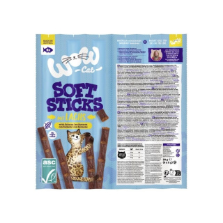 WOW CAT Soft Sticks Lachs - miękkie, mięsne kabanosy dla kota, drób z wątróbką wołową i łososiem 6 szt. 30g
