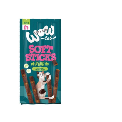 WOW CAT Soft Sticks Rind - miękkie, mięsne kabanosy dla kota, drób z wołowiną 6 szt. 30g WOW CAT Soft Sticks Rind - miękkie, mięsne kabanosy dla kota, drób z wołowiną 6 szt. 30g