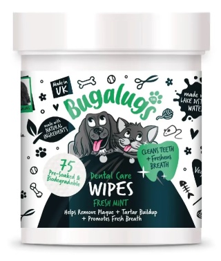 Bugalugs Dental Care Wipes 75szt. - chusteczki do zębów dla psa i kota, bez szczotkowania