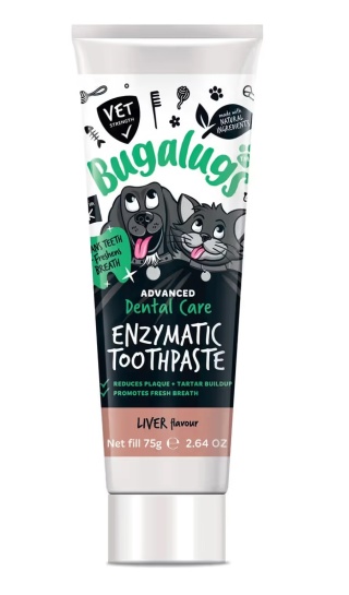 Bugalugs Enzymatic Toothpaste 75g - enzymatyczna pasta do zębów dla psa i kota, o smaku wątróbki