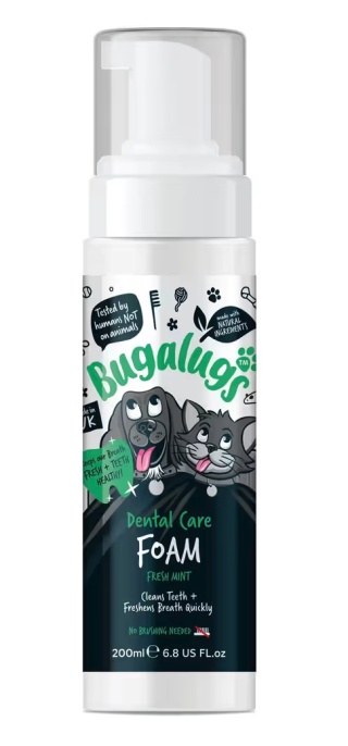 Bugalugs Dental Care Foam 200ml - pianka do zębów da psa i kota, niewymagająca szczotkowania, miętowa