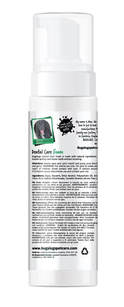 Bugalugs Dental Care Foam 200ml - pianka do zębów da psa i kota, niewymagająca szczotkowania, miętowa Bugalugs Dental Care Foam 200ml - pianka do zębów da psa i kota, niewymagająca szczotkowania, miętowa