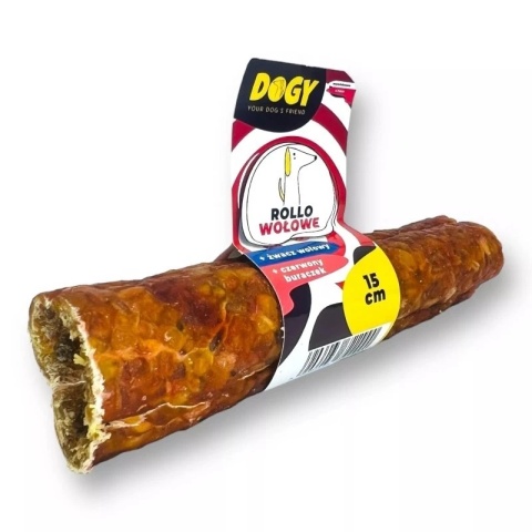 DOGY - ROLLO Wołowe Rurka ze Żwaczem i Burakiem 15cm