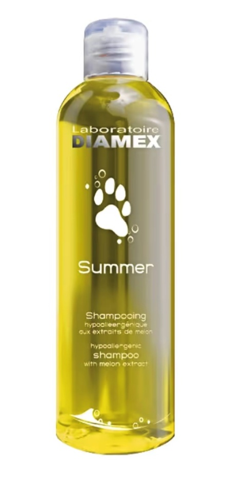 Diamex Summer - hypoalergiczny szampon do wszystkich rodzajów sierści, o zapachu melona, koncentrat 1:8 250ml Diamex Summer - hypoalergiczny szampon do wszystkich rodzajów sierści, o zapachu melona, koncentrat 1:8 250ml