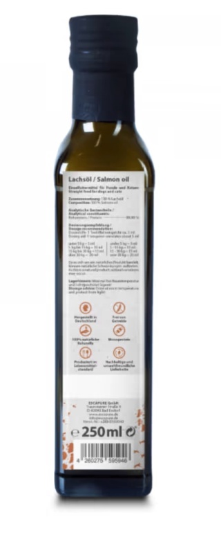 Escapure Premium Lachs Öl 250ml - olej z łososia dla psa i kota