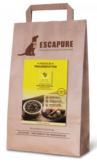 Escapure Premium Pute - wysokiej jakości karma dla psa, indyk wypiekany w piecu 4 kg
