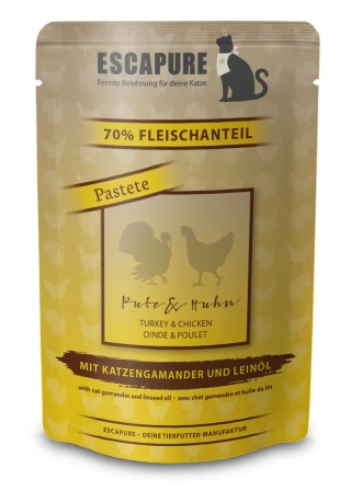 Escapure Pute und Huhn mit Leinol 100g - mokra karma dla kota, indyk z kurczakiem i olejem lnianym