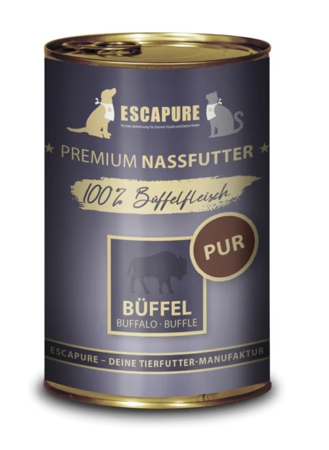 Escapure Buffel Pur - uzupełniająca mokra karma dla psa i kota, 100% bawoła - 400g Escapure Buffel Pur - uzupełniająca mokra karma dla psa i kota, 100% bawoła - 400g