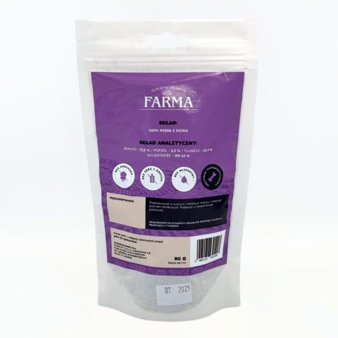 Farma Suszone Paski z Dzika 80g Farma Suszone Paski z Dzika 80g