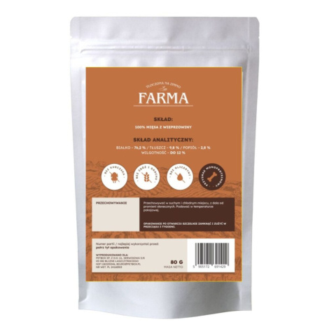 Farma Suszone Paski z Wieprzowiny 80g Farma Suszone Paski z Wieprzowiny 80g