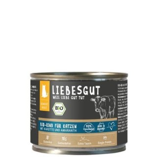 LIEBESGUT BIO RIND - wołowina z płatkami kokosowymi, ekologiczna mokra karma dla kociąt 200g
