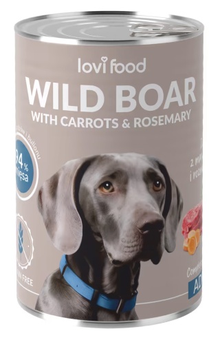 Lovi Food Wild Boar with Carrots - mokra karma dla psa, z dzikiem, marchewką i rozmarynem 400g