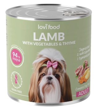 Lovi Food Lamb with Vegetables - monobiałkowa mokra karma dla psa, z jagnięciną, warzywami i tymiankiem - 800g