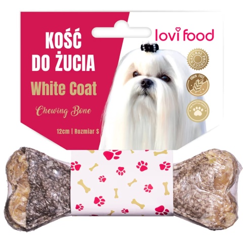 Lovi Food White Coat Chewing Bone - kość do żucia dla białego psa, z dorszem- S 12 cm 55g Lovi Food White Coat Chewing Bone - kość do żucia dla białego psa, z dorszem- S 12 cm 55g