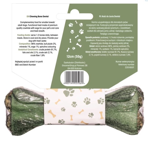 Lovi Food Dental Chewing Bone - kość do żucia dla psa, na zęby - S 12 cm 55g Lovi Food Dental Chewing Bone - kość do żucia dla psa, na zęby - S 12 cm 55g