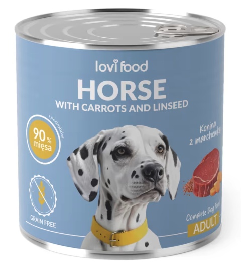 Lovi Food Horse with Carrots and Linseed - mokra karma dla psa, z koniną, marchewką i siemieniem lnianym - 800g Lovi Food Horse with Carrots and Linseed - mokra karma dla psa, z koniną, marchewką i siemieniem lnianym - 800g