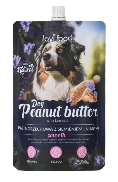 Lovi Food Peanut Butter with Linseed - pasta orzechowa dla psa i kota, z siemieniem lnianym 300g Lovi Food Peanut Butter with Linseed - pasta orzechowa dla psa i kota, z siemieniem lnianym 300g