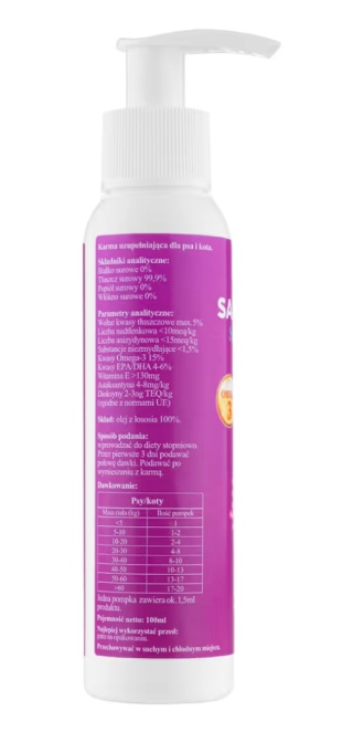 Lovi Food Salmon Oil - czysty olej z łososia dla psa i kota, bogaty w kwasy Omega-3, EPA i DHA 100 ml