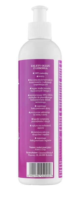 Lovi Food Salmon Oil - czysty olej z łososia dla psa i kota, bogaty w kwasy Omega-3, EPA i DHA 250 ml