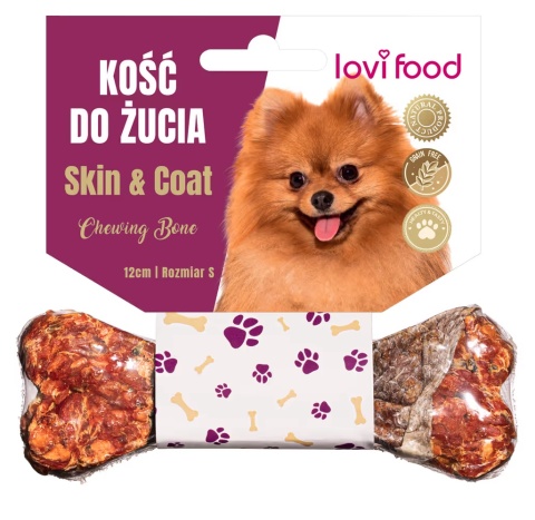 Lovi Food Skin & Coat Chewing Bone - kość do żucia dla psa, na skórę i sierść S 12 cm 55g Lovi Food Skin & Coat Chewing Bone - kość do żucia dla psa, na skórę i sierść S 12 cm 55g
