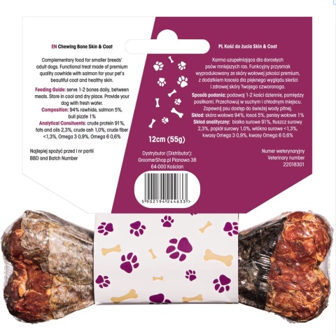Lovi Food Skin & Coat Chewing Bone - kość do żucia dla psa, na skórę i sierść S 12 cm 55g Lovi Food Skin & Coat Chewing Bone - kość do żucia dla psa, na skórę i sierść S 12 cm 55g