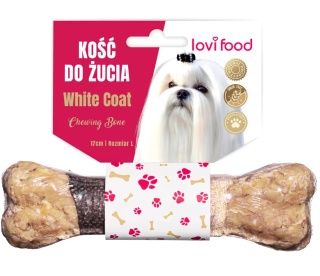 Lovi Food White Coat Chewing Bone - kość do żucia dla białego psa, z dorszem- L 17 cm 115g