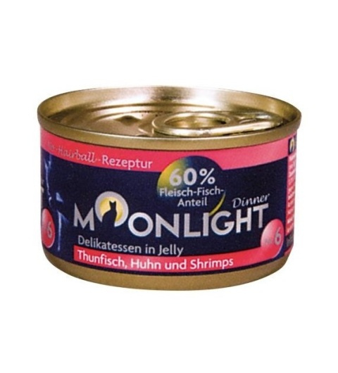MOONLIGHT DINNER nr 6 Tuńczyk kurczak i krewetki w galaretce 80 g MOONLIGHT DINNER nr 6 Tuńczyk kurczak i krewetki w galaretce 80 g