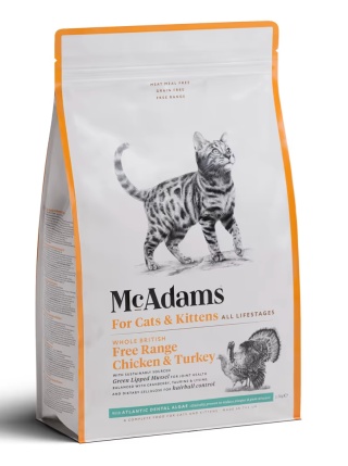 McAdams Cats & Kittens Free Range Chicken & Turkey - wypiekana karma dla kota, kurczak i indyk z wolnego wybiegu 375 g