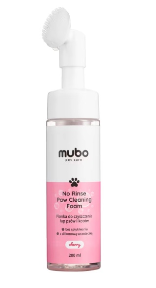 Mubo No Rinse Paw Cleaning Foam Cherry 200ml - pianka do mycia łapek psa i kota, bez spłukiwania, wiśniowa