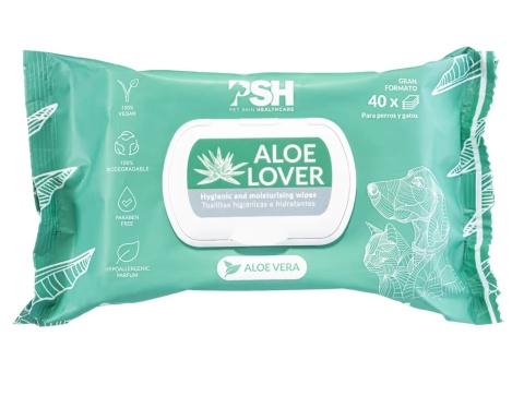 PSH Aloe Lover Wipes 40szt. - oczyszczająco-nawilżające chusteczki dla psa i kota, z aloesem PSH Aloe Lover Wipes 40szt. - oczyszczająco-nawilżające chusteczki dla psa i kota, z aloesem