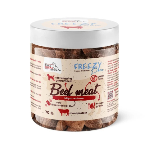 Syta Micha - FREEZY Pure 70g - 100% liofilizowane mięso wołowe Syta Micha - FREEZY Pure 70g - 100% liofilizowane mięso wołowe