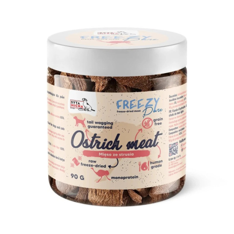 Syta Micha - FREEZY Pure 90g - 100% liofilizowane mięso strusia Syta Micha - FREEZY Pure 90g - 100% liofilizowane mięso strusia