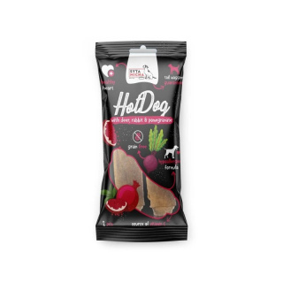 Syta Micha - Hot Dog do żucia dla psa - królik z granatem w skórze jelenia 2 szt.