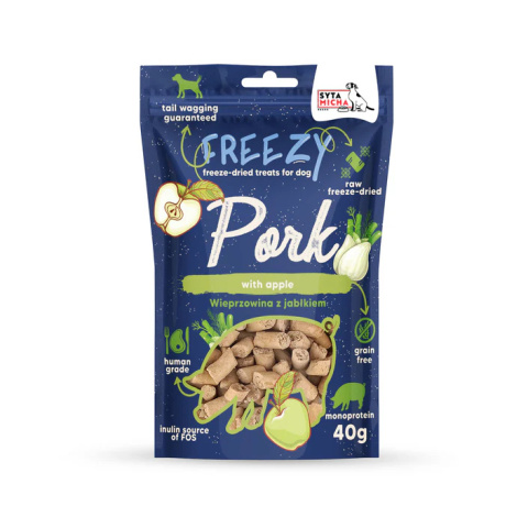 Syta Micha - Liofilizowane przysmaki dla psa Wieprzowina z jabłkiem FREEZY 40g Syta Micha - Liofilizowane przysmaki dla psa Wieprzowina z jabłkiem FREEZY 40g