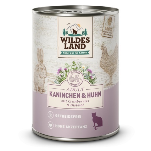 WILDES LAND CAT Classic Kaninchen Huhn - królik i kurczak z żurawiną (400g) WILDES LAND CAT Classic Kaninchen Huhn - królik i kurczak z żurawiną (400g)