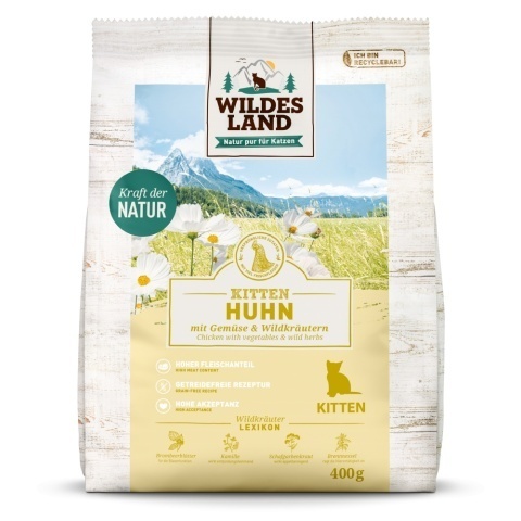 WILDES LAND CAT Junior Huhn - kurczak z warzywami i ziołami dla kociąt (400g) WILDES LAND CAT Junior Huhn - kurczak z warzywami i ziołami dla kociąt (400g)