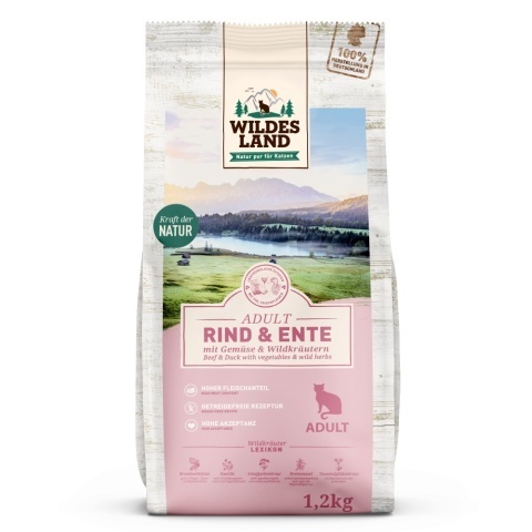 WILDES LAND CAT Rind Ente - wołowina i kaczka z warzywami i ziołami (1,2kg)