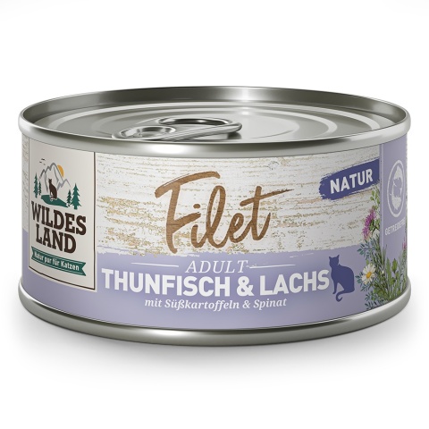 WILDES LAND CAT Thunfisch Lachs Filet - filety z tuńczyka i łososia (80g) WILDES LAND CAT Thunfisch Lachs Filet - filety z tuńczyka i łososia (80g)